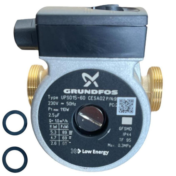 GRUNDFOS UPS 15-60 BRASS TRADITIONAL SECONDARY HOT WATER CIRCULATOR 230V OEM